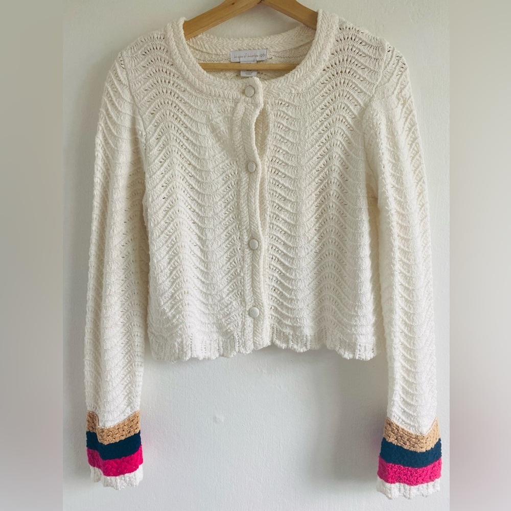 House of Harlow Crochet Cardigan Size Medium Cottage core Cropped